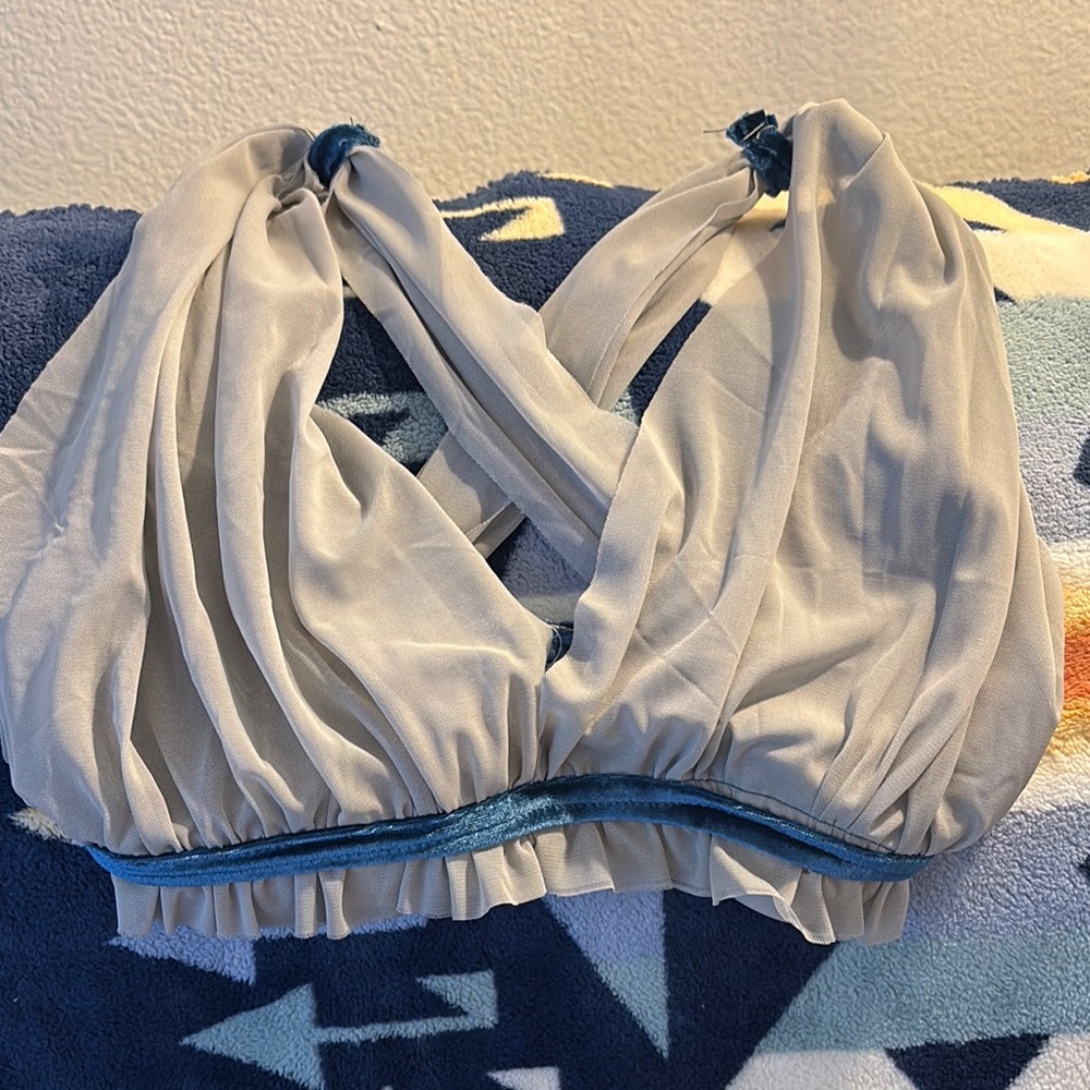 Kids Dance Costume Top in Blue and Gray